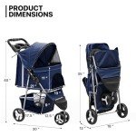MoNiBloom 3-Wheel Pet Stroller with Weather Cover