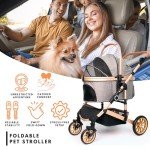 Foldable Pet Stroller for Small Dogs and Cats