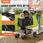 VEVOR Lightweight Dog Stroller with Storage Basket