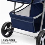 MoNiBloom 3-Wheel Pet Stroller with Weather Cover