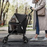 MoNiBloom 4-Wheel Pet Stroller with Sun Cover