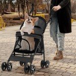 MoNiBloom 4-Wheel Pet Stroller with Sun Cover
