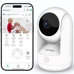 Kadymay 2K HD Dog Camera with Motion Tracking