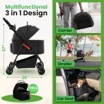 3-in-1 Foldable Pet Stroller and Carrier