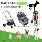 Foldable 3-in-1 Dog Stroller for Medium Pets