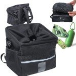 Dog Bike Basket with Poop Bag Dispenser