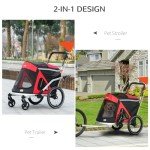 2-in-1 Dog Bike Trailer and Stroller - Red