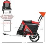 2-in-1 Dog Bike Trailer and Stroller - Red