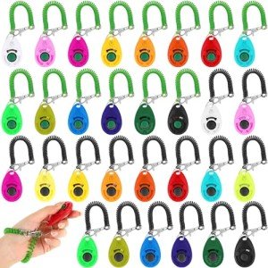 30 Colorful Dog Training Clickers with Straps