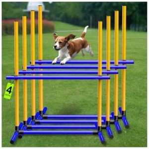 Adjustable Dog Agility Jumps with Carry Bag - 4 Pack