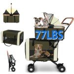 3-in-1 Pet Stroller with Detachable Carriers