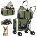 Double Pet Stroller for Dogs and Cats - Green