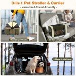 3-in-1 Pet Stroller with Detachable Carriers