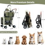 Double Pet Stroller for Dogs and Cats - Green