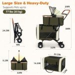 3-in-1 Pet Stroller with Detachable Carriers