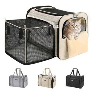 Beige Soft-Sided Cat Carrier for Travel