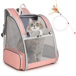 Pink Pet Backpack Carrier with Kitten Wand Toy