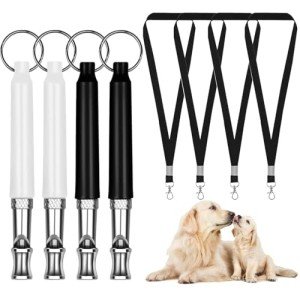 4-Pack Adjustable Dog Whistles for Training