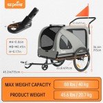 Dog Bike Trailer & Stroller for Pets, 88 lbs Limit