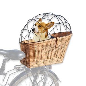 Natural Wicker Dog Bike Basket with Cushion