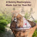 Natural Wicker Dog Bike Basket with Cushion