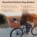Natural Wicker Dog Bike Basket with Cushion