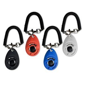Colorful Dog Clickers with Wrist Bands - 4 Pack