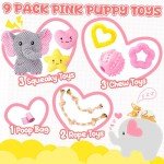 Pink 9-Pack Puppy Chew and Squeaky Toys