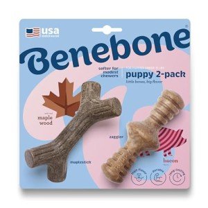 Benebone 2-Pack Puppy Chew Toys - Bacon & Maple