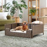 Cozy Rattan Dog Sofa Bed with Cushion