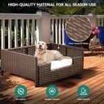 Cozy Rattan Dog Sofa Bed with Cushion
