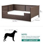 Cozy Rattan Dog Sofa Bed with Cushion