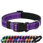 Purple Reflective Neoprene Dog Collar for Large Dogs