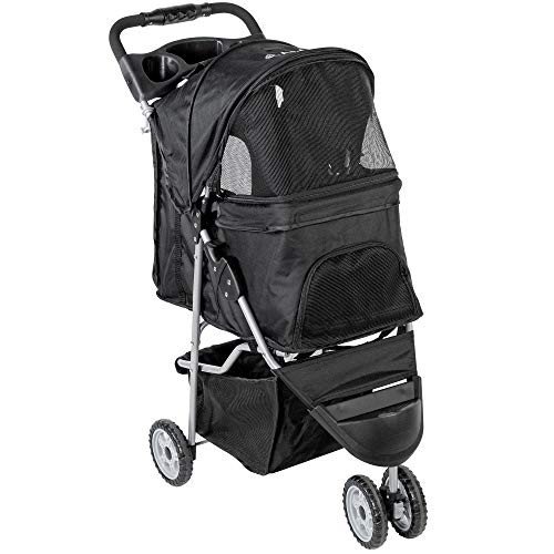 VIVO Black 3-Wheel Pet Stroller, Foldable Carrier