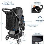 VIVO Black 3-Wheel Pet Stroller, Foldable Carrier
