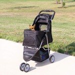 VIVO Black 3-Wheel Pet Stroller, Foldable Carrier