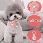 Cute Pink Flower Dog Collar with Bell