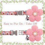 Cute Pink Flower Dog Collar with Bell