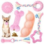 Cute Pink Puppy Chew Toys - 6 Pack Set