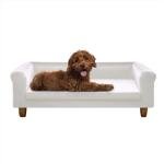 Elegant Cream Faux-Velvet Dog Sofa for Large Dogs