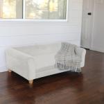 Elegant Cream Faux-Velvet Dog Sofa for Large Dogs