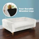 Elegant Cream Faux-Velvet Dog Sofa for Large Dogs