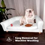 Elegant Cream Faux-Velvet Dog Sofa for Large Dogs