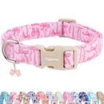 Faygarsle Cute Pink Bow Pattern Dog Collar for Summer Spring DesignSmall Medium Large Dogs S