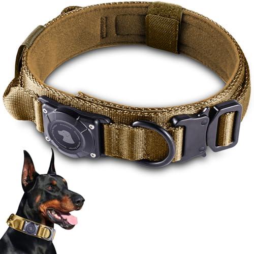 Kaki Dog Collar with AirTag, Large Size