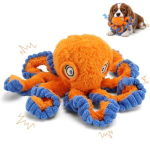 PETSWEET Plush Squeaky Octopus Dog Toy