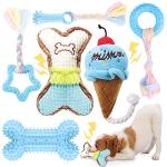 6 Pack Puppy Teething Toys with Rope & Squeak