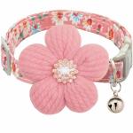 Cute Pink Flower Dog Collar with Bell