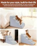 3-Step Dog Stairs Ramp for Couch - Grey