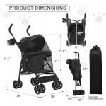 MoNiBloom 4-Wheel Pet Stroller with Sun Cover